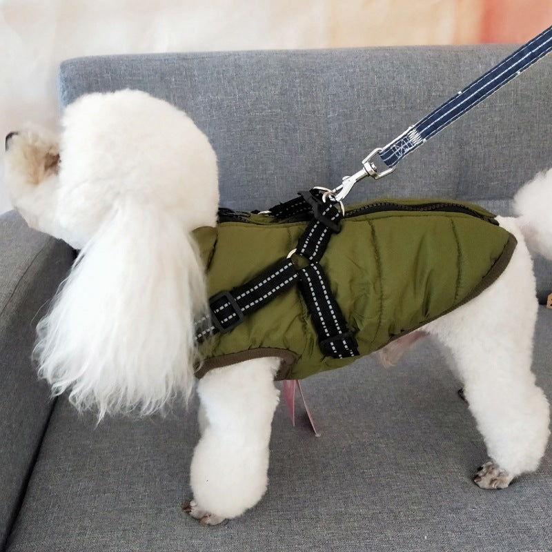 Waterproof Dog Clothes Winter Dog Coat With Harness Warm Pet Clothing Big Dog Jacket Chihuahua Labrador Coat Costume - BarkandMeow