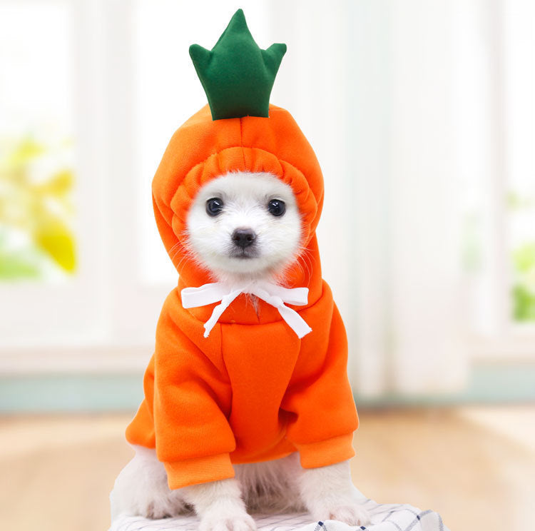 Cute Fruit Dog Hoodie – Warm Fleece Outfit for Small Pets - BarkandMeow