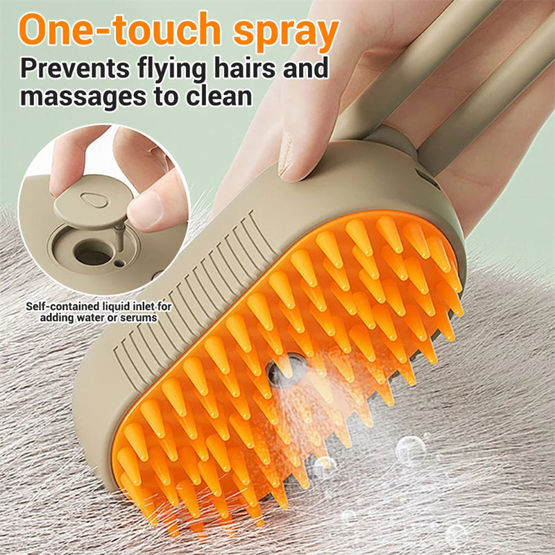 Steamy 3-in-1 Pet Grooming Brush – Cat & Dog Hair Removal & Massage - BarkandMeow