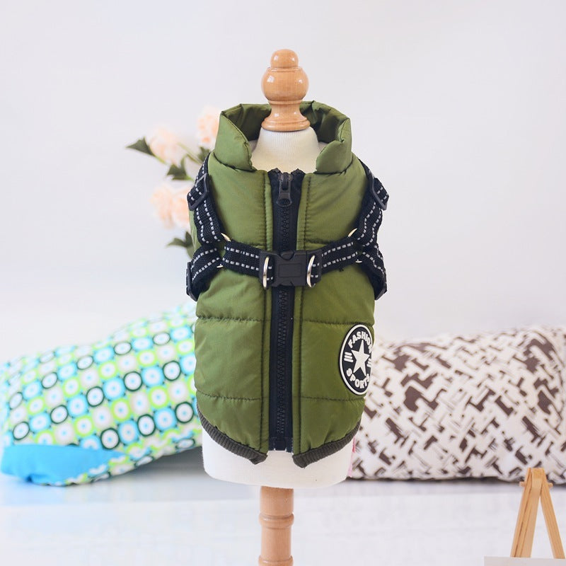 Waterproof Dog Clothes Winter Dog Coat With Harness Warm Pet Clothing Big Dog Jacket Chihuahua Labrador Coat Costume - BarkandMeow