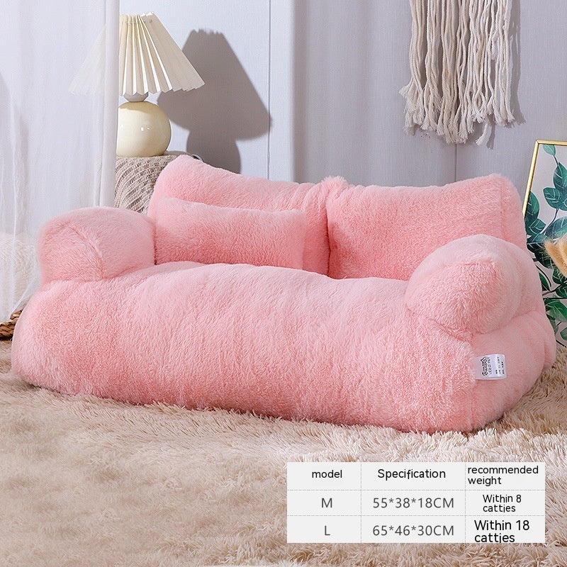 Luxury Plush Cat Bed – Warm, Cozy Sofa for Cats & Small Dogs - BarkandMeow