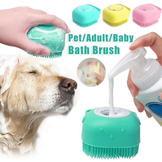 Silicone Dog Bath Massage Gloves Brush Pet Cat Bathroom Cleaning Tool Comb Brush For Dog Can Pour Shampoo Dog Grooming Supplies - BarkandMeow