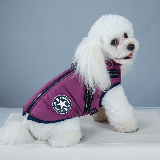 Waterproof Dog Clothes Winter Dog Coat With Harness Warm Pet Clothing Big Dog Jacket Chihuahua Labrador Coat Costume - BarkandMeow