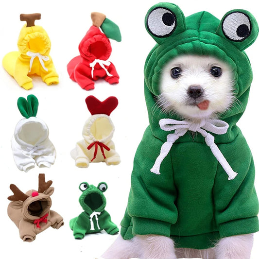 Cute Fruit Dog Hoodie – Warm Fleece Outfit for Small Pets - BarkandMeow