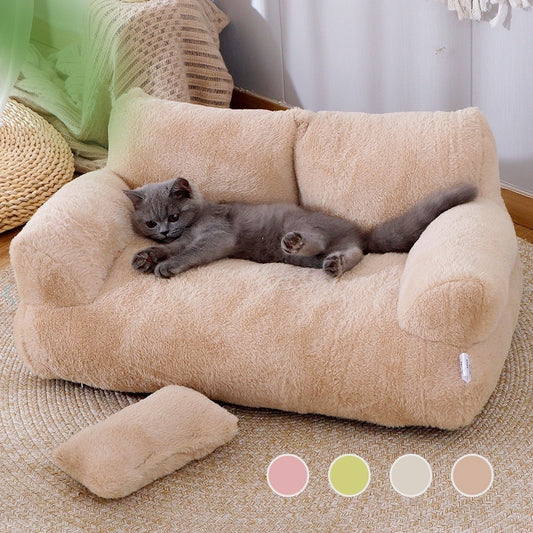 Luxury Plush Cat Bed – Warm, Cozy Sofa for Cats & Small Dogs - BarkandMeow