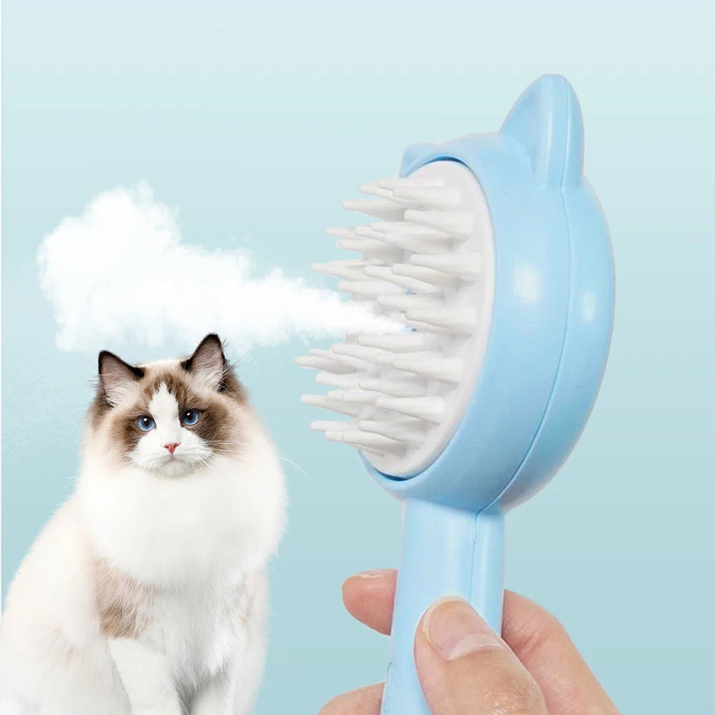 Rechargeable Mist Cat & Dog Grooming Brush – Self-Cleaning & Multifunctional - BarkandMeow