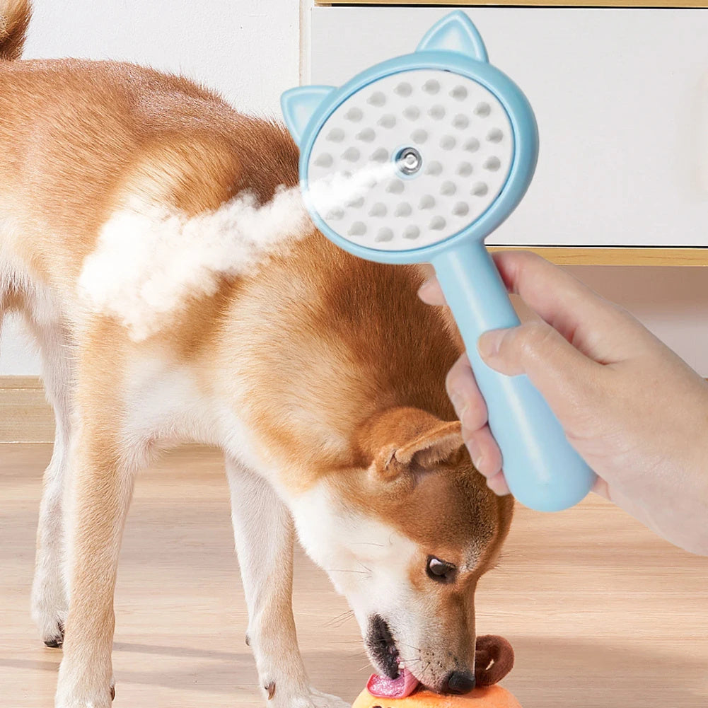 Rechargeable Mist Cat & Dog Grooming Brush – Self-Cleaning & Multifunctional - BarkandMeow
