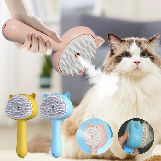 Rechargeable Mist Cat & Dog Grooming Brush – Self-Cleaning & Multifunctional - BarkandMeow