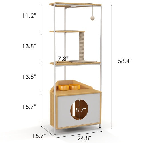 Cat Apartment With Feeding Station And Climbing Platform, Pet Furniture For Indoor Cats - BarkandMeow