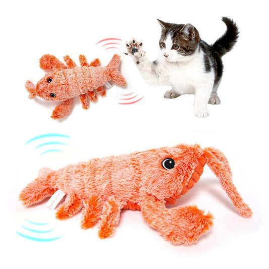 Pet Toys Electric Jumping Shrimp USB Charging Simulation Lobster Funny Cat Plush Pets Toy - BarkandMeow