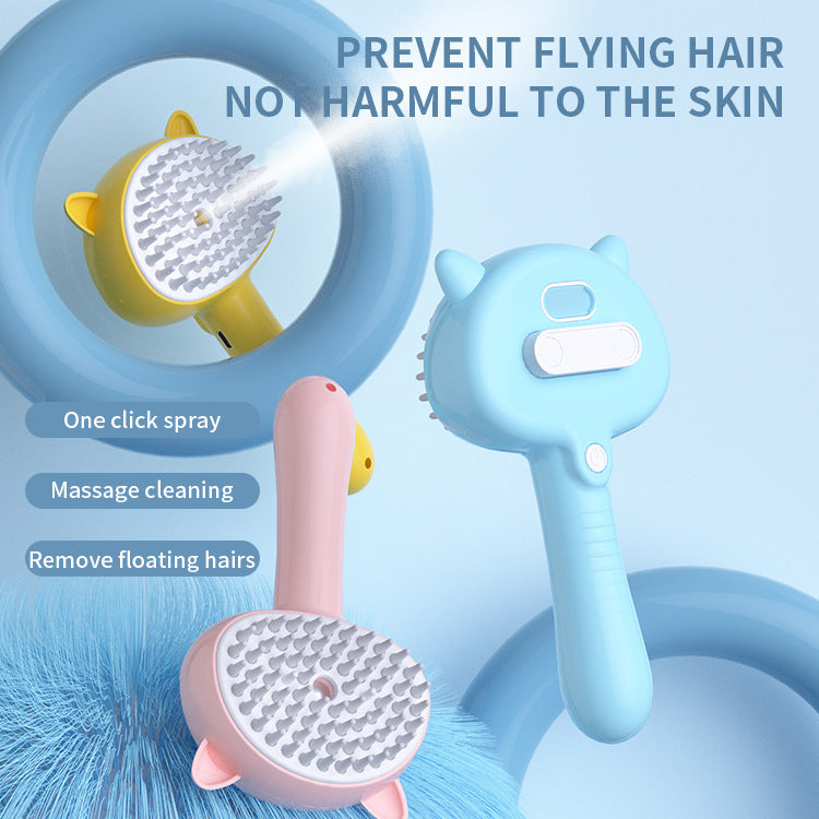 Rechargeable Mist Cat & Dog Grooming Brush – Self-Cleaning & Multifunctional - BarkandMeow